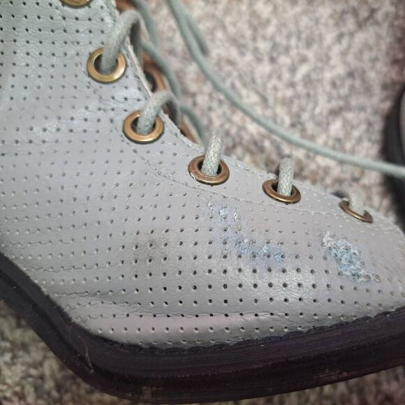 Jeffrey Campbell X Free People Women's Light Gray Perforated Leather Lace Up Boo - Picture 7 of 10
